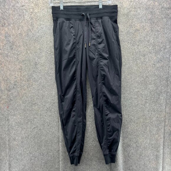Lululemon Jogger Pants Womens 10 Black Dance Studio Stretch Drawstring Tapered - Picture 1 of 9